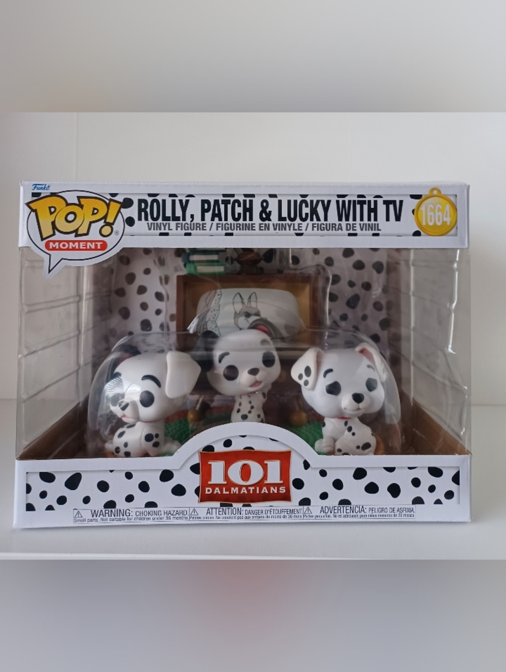 Disney Rolly, Patch & Lucky With TV 101 Dalmatians 1664 Vinyl Figure Funko Pop
